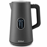 Чайник KITFORT КТ-6115-2, 1,5 л, 1800 Вт, закрытый нагревательный элемент, ТЕРМОРЕГУЛЯТОР, двойные стенки, серый 455996