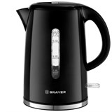 Чайник BRAYER BR1032, 1,7 л, 2200 Вт, закрытый нагревательный элемент, автоотключение, пластик, черный, 1032BR 456045
