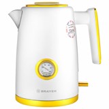 Чайник с термометром BRAYER BR1018, 1,7 л, 2200 Вт, закрытый нагревательный элемент, сталь, белый 456061