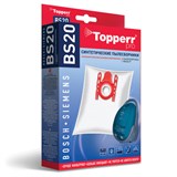 Мешок для пылесоса (пылесборник) синтетический TOPPERR BS20, BOSCH, SIEMENS, КОМПЛЕКТ 4 шт., 1401 456435