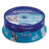 Диски CD-R VERBATIM 700 Mb 52x Cake Box (упаковка на шпиле), КОМПЛЕКТ 25 шт. 510125