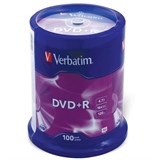 Диски DVD+R (плюс) VERBATIM 4,7 Gb 16x Cake Box (упаковка на шпиле), КОМПЛЕКТ 100 шт., 43551 510259