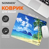 Коврик для мыши SONNEN "BEACH", резина + ткань, 260х220х3 мм, 513294 513294