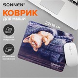 Коврик для мыши SONNEN "KITTEN", резина + ткань, 220х180х3 мм, 513313 513313