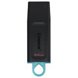 Флеш-диск 64 GB KINGSTON DataTraveler Exodia, разъем USB 3.2, черный/бирюзовый, DTX/64GB 513638