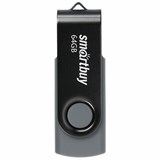 Флеш-диск 64 GB SMARTBUY Twist USB 2.0, черный, SB064GB2TWK 513911