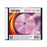 Диск DVD+RW (плюс) MIREX, 4,7 Гб, 4x, Slim Case, 1 штука, UL130022A4S 514006