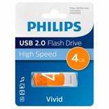 Флеш-диск 4 GB PHILIPS VIVID, разъем USB 2.0, оранжевый, FM04FD05B/97 514087