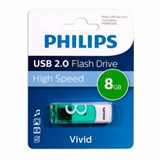 Флеш-диск 8GB PHILIPS VIVID, разъем USB 2.0, зеленый, FM08FD05B/97 514088