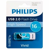 Флеш-диск 16 GB PHILIPS VIVID, разъем USB 2.0, синий, FM16FD05B/97 514089
