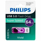 Флеш-диск 64 GB PHILIPS VIVID, разъем USB 3.0, фиолетовый, FM64FD00B/97 514096