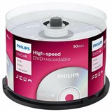 Диски DVD+R (плюс) PHILIPS, 4,7 Гб 16x Cake Box (упаковка на шпиле), КОМПЛЕКТ 50 шт, DR4S6B50F/97 514203
