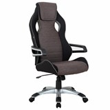 Кресло компьютерное BRABIX "Techno GM-002", ткань, черное/серое, вставки белые, 531815 531815