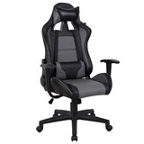 Кресло компьютерное BRABIX "GT Racer GM-100", две подушки, экокожа, черное/серое, 531926 531926