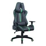 Кресло компьютерное BRABIX "GT Carbon GM-120", две подушки, экокожа, черное/зеленое, 531929 531929