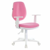 Кресло детское BRABIX Fancy MG-201W, с подлокотниками, пластик белый, розовое, 532409 532409