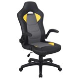 Кресло компьютерное BRABIX "Skill GM-005", откидные подлокотники, экокожа, черное/желтое, 532494 532494