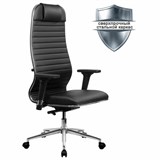 Кресло МЕТТА "ErgoLife" 10 B1-117D, хром, синхромеханизм, 2D-подлокотники, экокожа, черное 532994