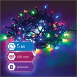 Электрогирлянда-нить комнатная Стандарт 5 м, 100 LED, мультицветная, 220 V, контроллер, ЗОЛОТАЯ СКАЗКА, 591099 591099