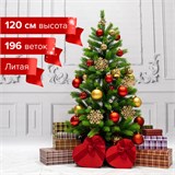 Ель новогодняя искусственная "Premium" 120 см, литой ПЭТ, зеленая, ЗОЛОТАЯ СКАЗКА, 591309 591309