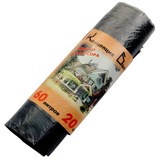 Мешки для мусора 60 л, черные, в рулоне 20 шт., ПНД, 10 мкм, 60х72 см, стандарт, КБ 600422