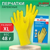 Перчатки МНОГОРАЗОВЫЕ латексные LAIMA "СТАНДАРТ", хлопчатобумажное напыление, ПЛОТНЫЕ, размер XL (очень большой), желтые, вес 48 г, 600782 600782