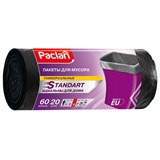 Мешки для мусора 60 л, черные, в рулоне 20 шт., ПНД, 7,4 мкм, 60х72 см, PACLAN Standard 600820
