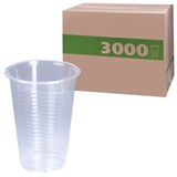 Стакан одноразовый БЮДЖЕТ 200 мл, КОМПЛЕКТ 3000 шт. (30 упаковок по 100 шт.), прозрачные, ПП 601037
