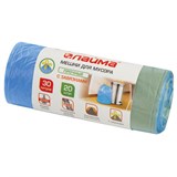Мешки для мусора с завязками 30 л, синие, в рулоне 20 шт., прочные, ПНД 12 мкм, 50х60 см, LAIMA, 601395 601395