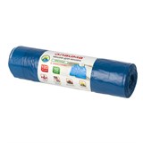 Мешки для мусора с завязками 120 л. синие, в рулоне 10 шт., прочные, ПВД 35 мкм, 67х90 см, LAIMA, 601399 601399