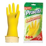 Перчатки МНОГОРАЗОВЫЕ латексные PACLAN Practi Universal, хлопчатобумажное напыление, размер M (средний), желтые, вес 50 г 602481