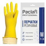 Перчатки хоз. резиновые PACLAN "Professional" с х/б напылением, размер M (средний), желтые, шк71640 602489
