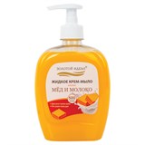 Мыло-крем жидкое 500 г ЗОЛОТОЙ ИДЕАЛ Мед и молоко, дозатор, 606787 606787