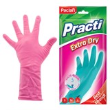 Перчатки МНОГОРАЗОВЫЕ резиновые PACLAN "Extra Dry", хлопчатобумажное напыление, 100% флок, размер L (большой) синие, вес 54 г, 7350, 407350 607083