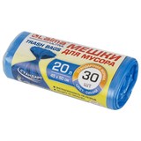Мешки для мусора LAIMA ULTRA 20 л синие, в рулоне 30 шт. прочные, ПНД 8 мкм, 45х50 см, 607682 607682