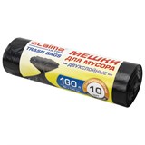 Мешки для мусора LAIMA ULTRA 160 л черные, рулон 10 шт. прочные, ПВД 30 мкм, 90х120 см, 607694 607694