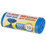 Мешки для мусора LAIMA ULTRA 120 л синие, рулон 10 шт. особо прочные, ПНД 23 мкм, 70х110 см, 607695 607695