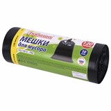 Мешки для мусора 120 л, черные, в рулоне 10 шт., ПВД 30 мкм, 65х100 см, ЛЮБАША, 608096 608096