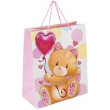 Пакет подарочный (1 штука) 26x13x32 см, ЗОЛОТАЯ СКАЗКА "Lovely Kitty", глиттер, белый/розовый, 608242 608242