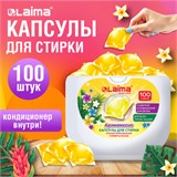 Капсулы для стирки концентрат GIGA PACK с кондиционером 100 шт., АРОМАМАГИЯ, LAIMA, 608879 608879