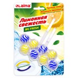 Туалетный блок шарики для унитаза освежитель, 2 блока по 50 г, "Лимонная Свежесть 3 в 1", аналог BREF/БРЕФ, LAIMA, 608992 608992
