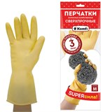 Перчатки МНОГОРАЗОВЫЕ латексные SUPER СИЛА СВЕРХПРОЧНЫЕ, бежевые, размер M (средний), вес 96 г, Komfi, ADM, 20073 609368