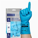 Перчатки МНОГОРАЗОВЫЕ виниловые ГОЛУБЫЕ усиленные ГИПОАЛЛЕРГЕННЫЕ, ТР ТС, PROFESSIONAL, размер L (большой), вес 90 г, ADM, 31155 609372