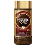 Кофе молотый в растворимом NESCAFE "Gold" 190 г, стеклянная банка, сублимированный, 12135508 620013