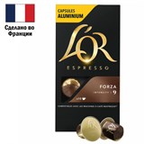 Кофе в алюминиевых капсулах L'OR "Espresso Forza" для кофемашин Nespresso, 10 порций, ФРАНЦИЯ, 4028605 622082
