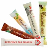 Сахар порционный, микс вкусов в стиках (ваниль, имбирь, кокос, корица, белый), 1 кг 623955