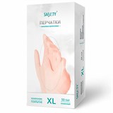 Перчатки виниловые смотровые 50 пар (100 штук), размер XL (очень большой), прозрачные, SAF&TY 631350