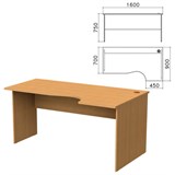 Стол письменный эргономичный "Монолит", 1600х900х750 мм, правый, цвет бук бавария, СМ6.1 640104