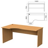 Стол письменный эргономичный Монолит, 1600х900х750 мм, левый, цвет бук бавария, СМ7.1 640107