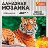 Картина стразами (алмазная мозаика) 40х50 см, ОСТРОВ СОКРОВИЩ "Тигр", на подрамнике, 662427 662427